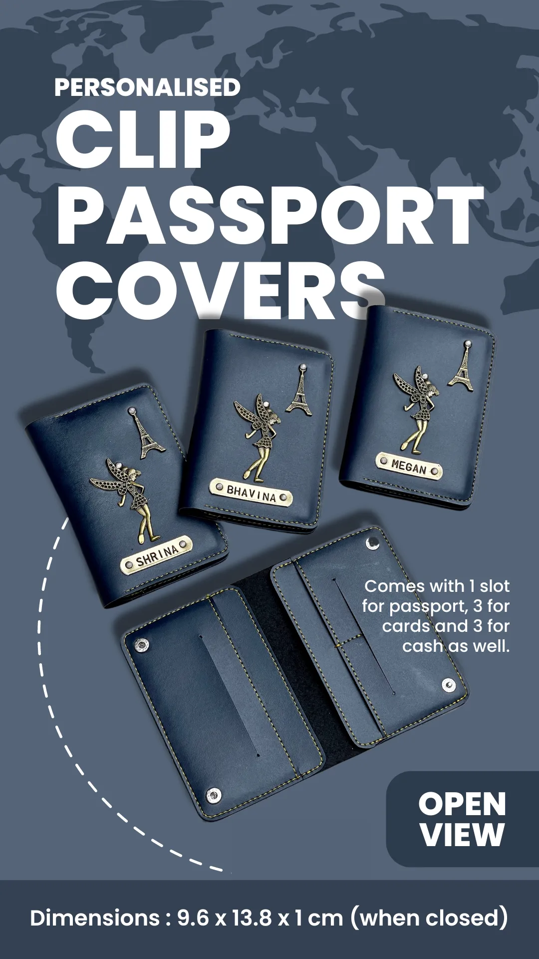 Personalized Clip Passport Cover ( No Cash on delivery Allowed on Personalized Orders )