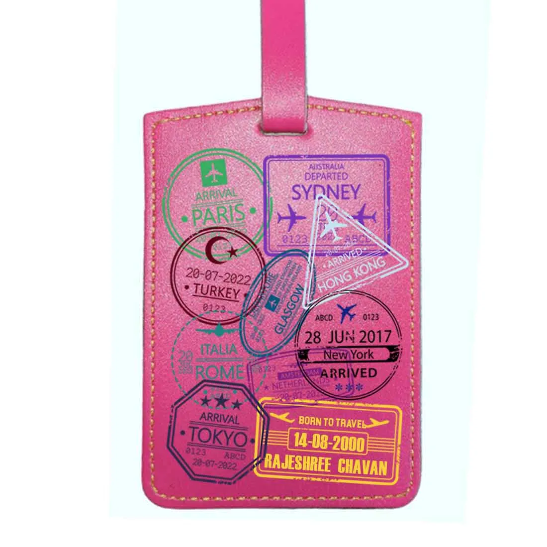 Personalized Passport Cover PU Leather Holder for Passports-Arrival Stamps