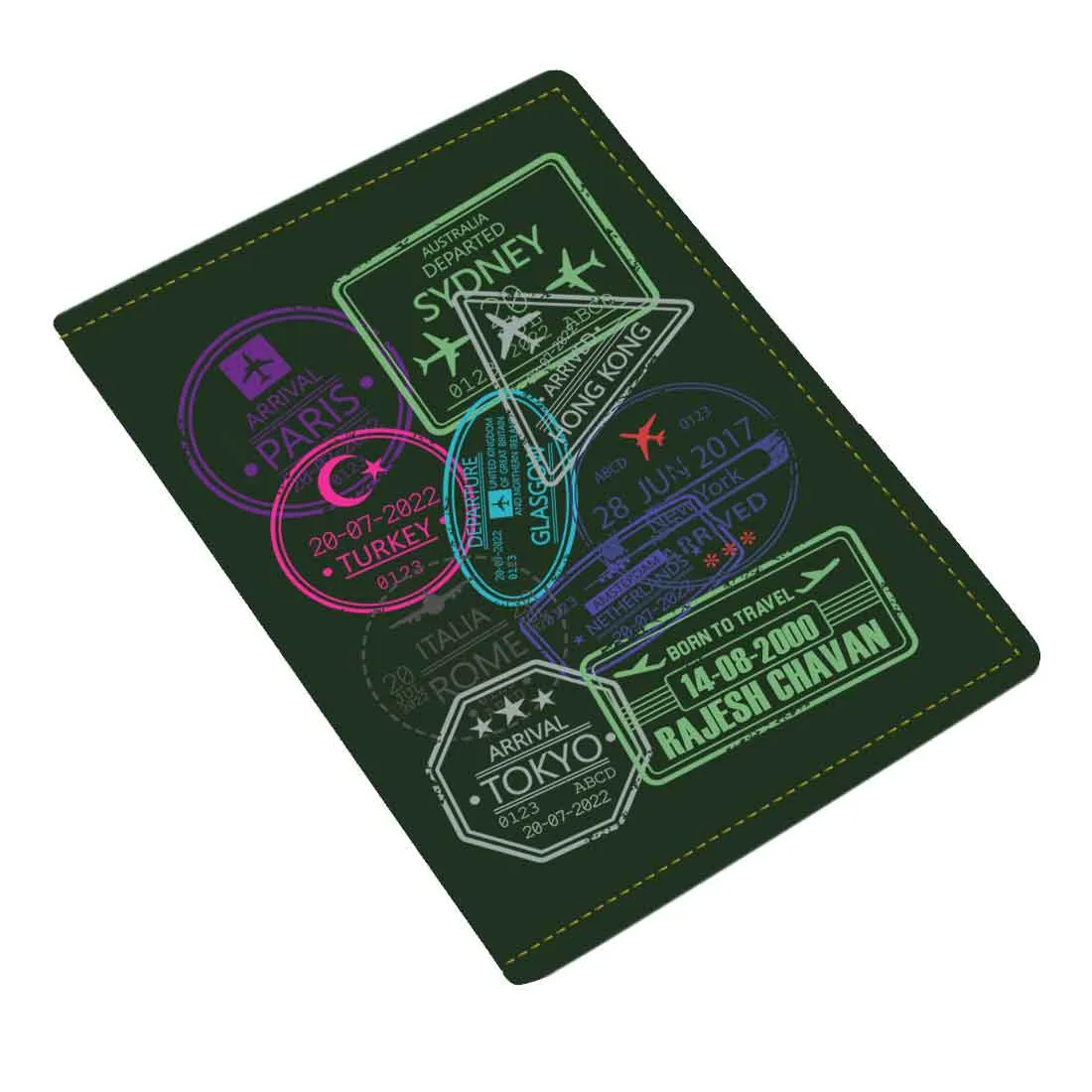 Personalized Passport Cover PU Leather Holder for Passports-Arrival Stamps