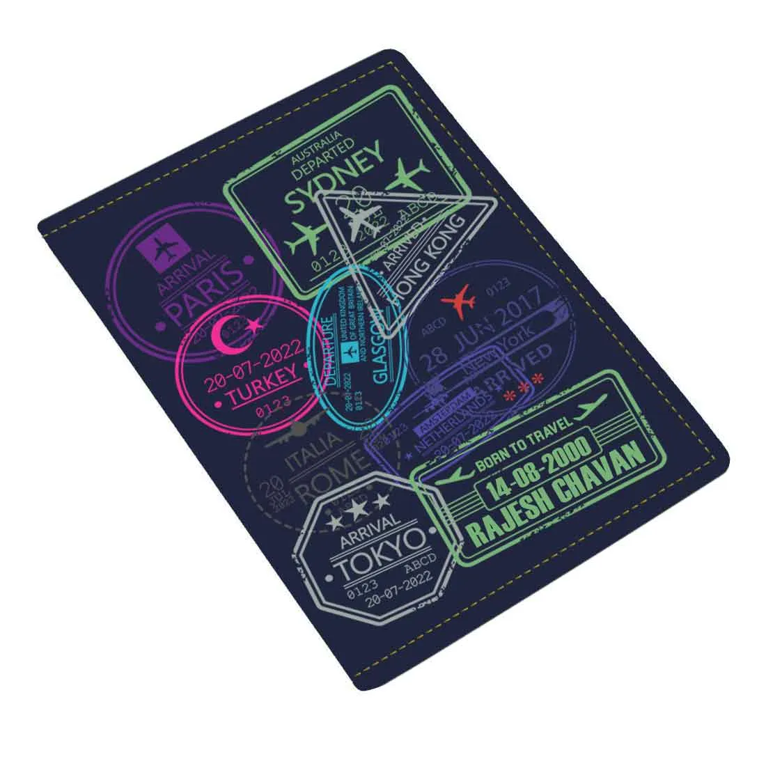 Personalized Passport Cover PU Leather Holder for Passports-Arrival Stamps