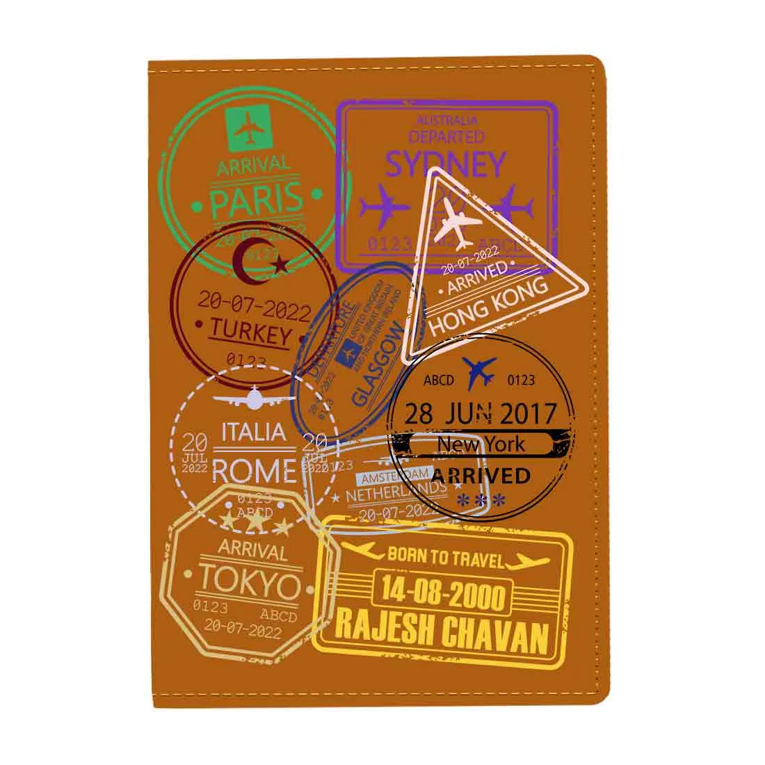 Personalized Passport Cover PU Leather Holder for Passports-Arrival Stamps