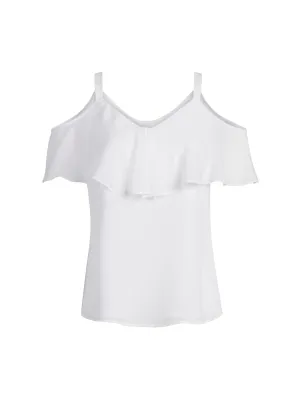 Petite Cold-Shoulder Ruffle Top - 7th Avenue