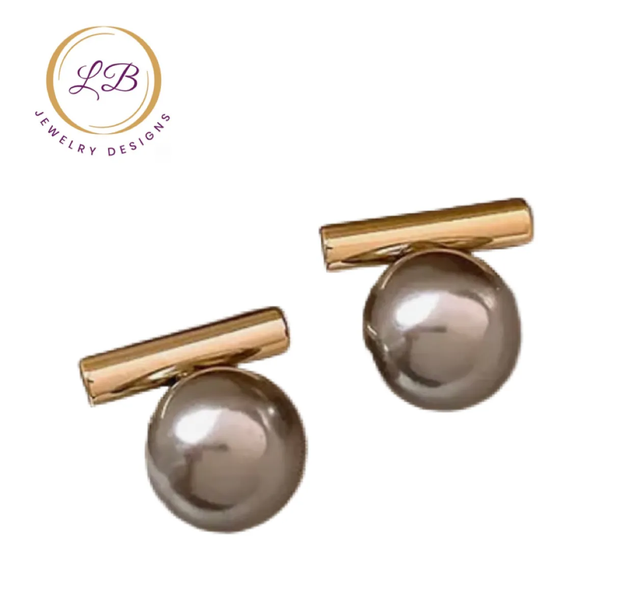 Petite White/Gray Pebble Pearl Stud Earrings