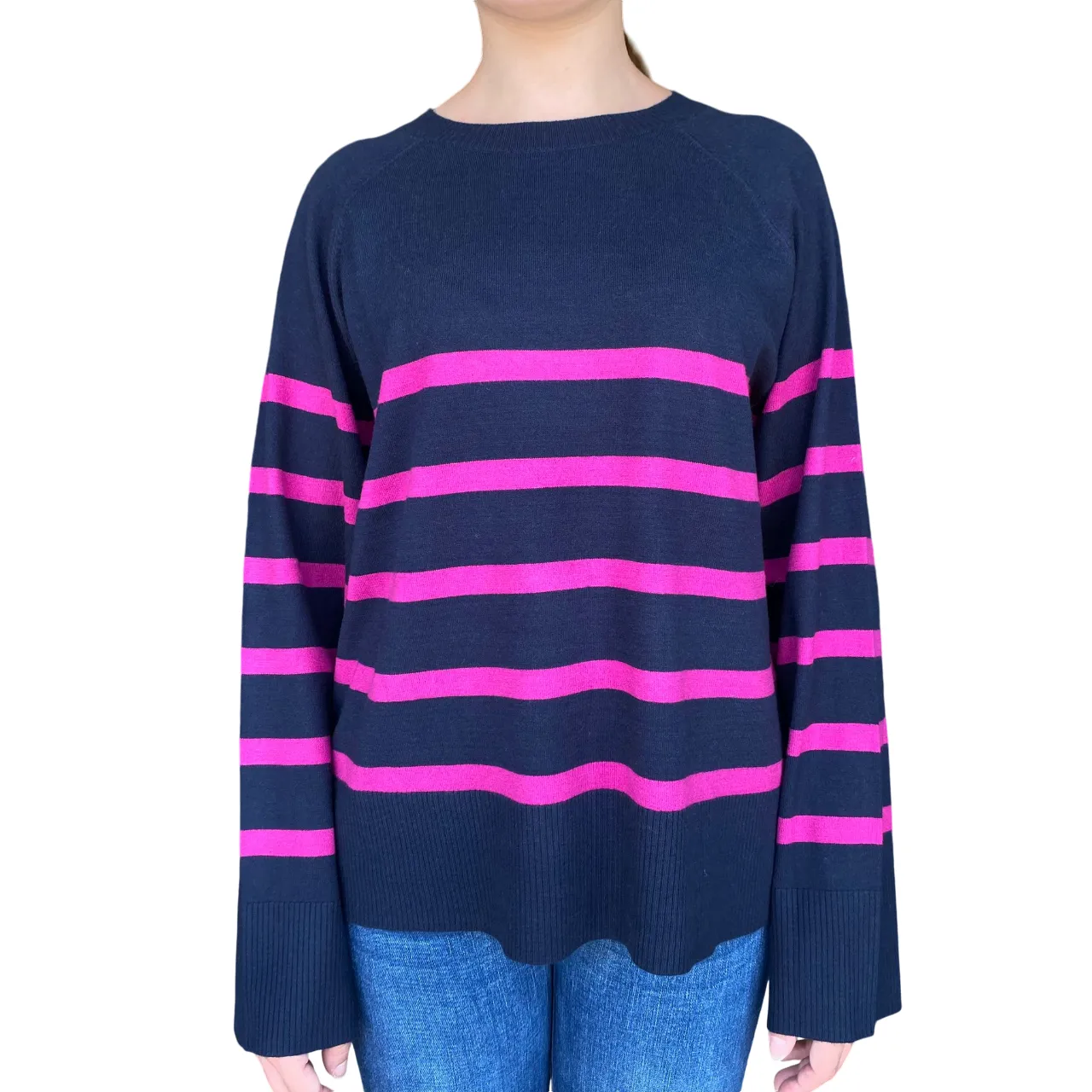 Pieces maglia girocollo a fasce da donna Pcsia 17146322 blu-fucsia