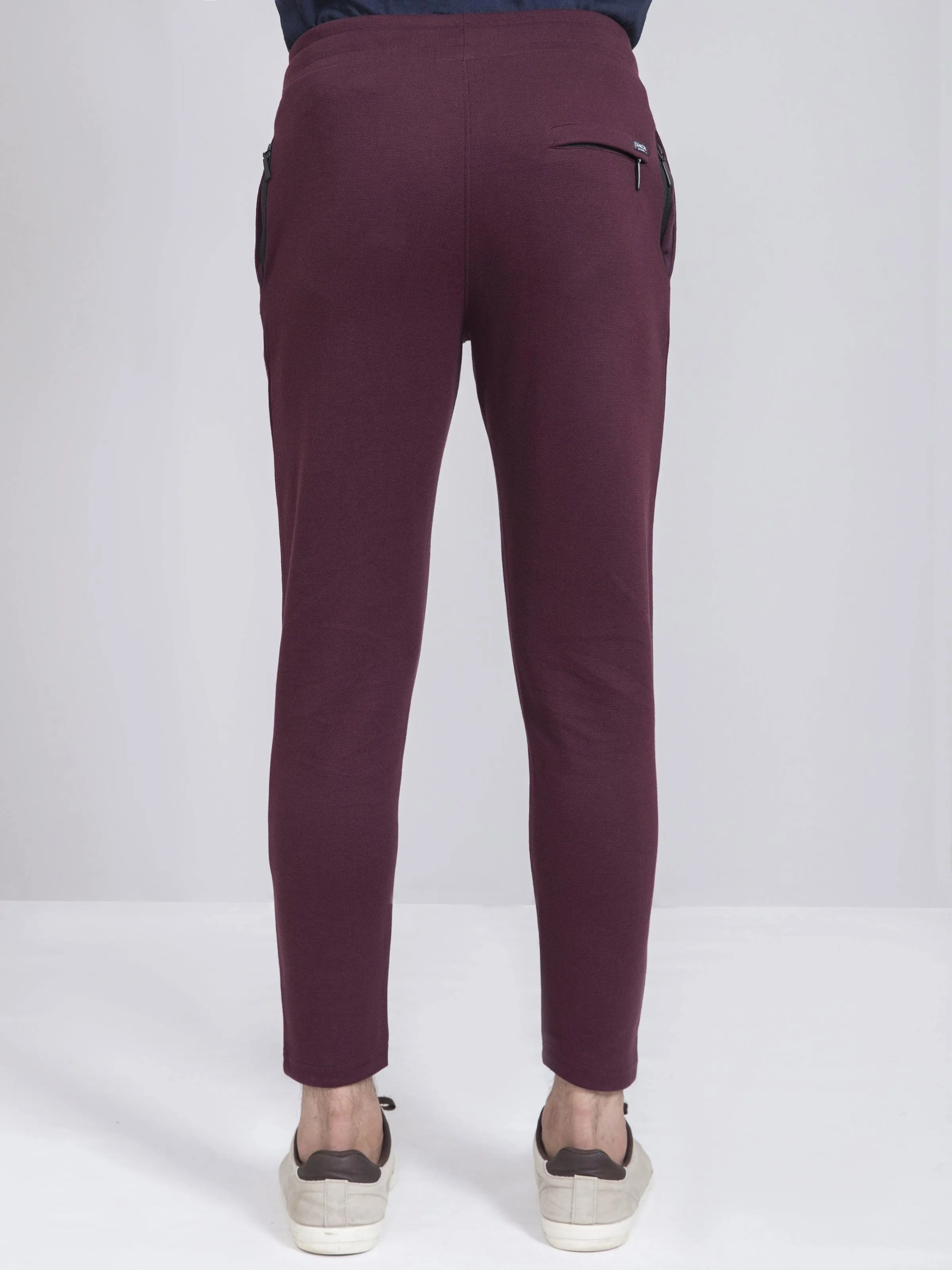 PIQUE INTERLOCK  SLIM FIT MAROON TROUSER