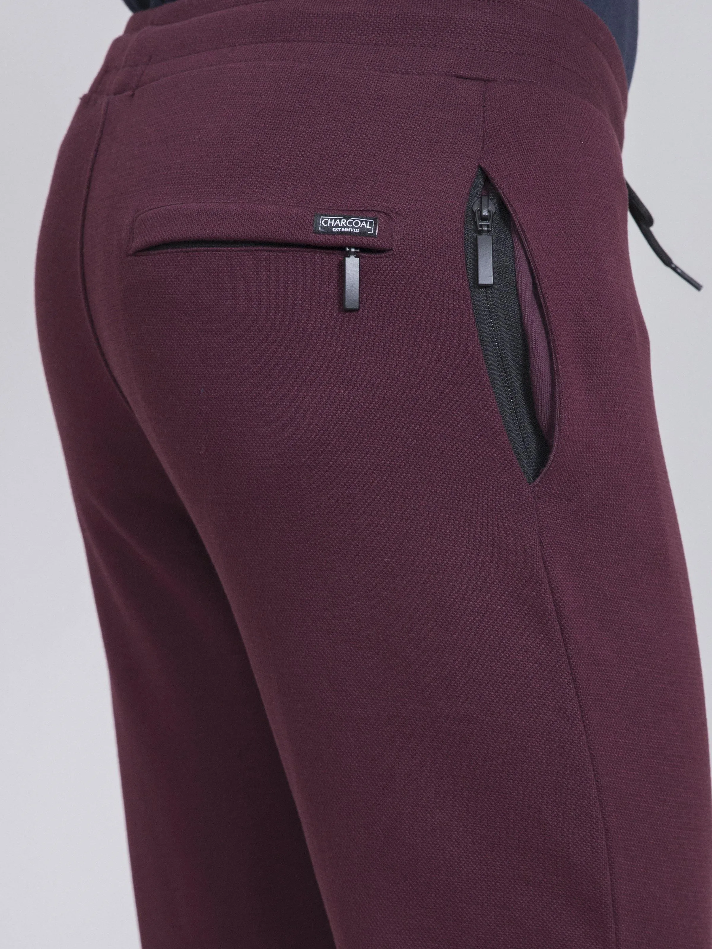 PIQUE INTERLOCK  SLIM FIT MAROON TROUSER