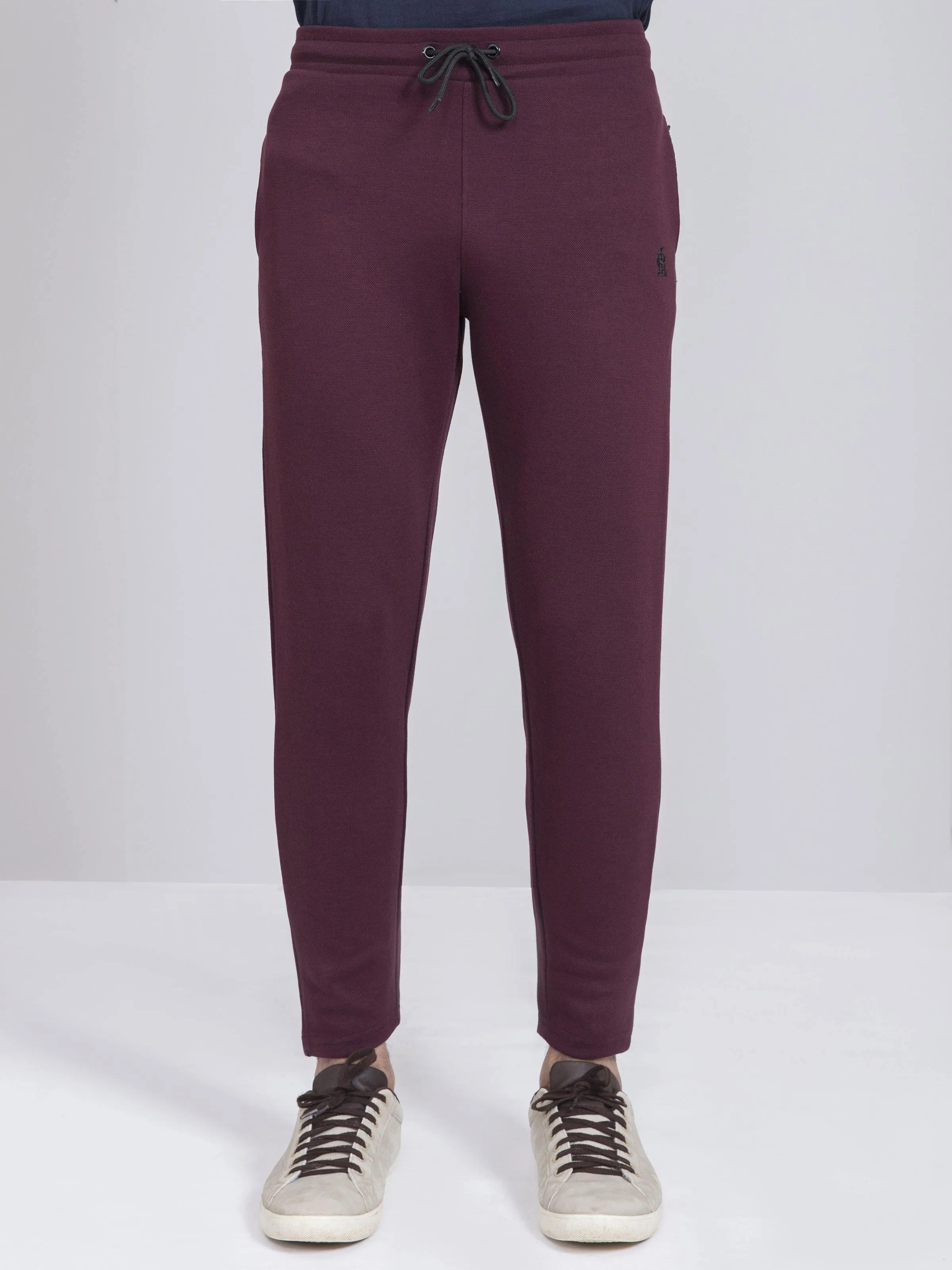 PIQUE INTERLOCK  SLIM FIT MAROON TROUSER