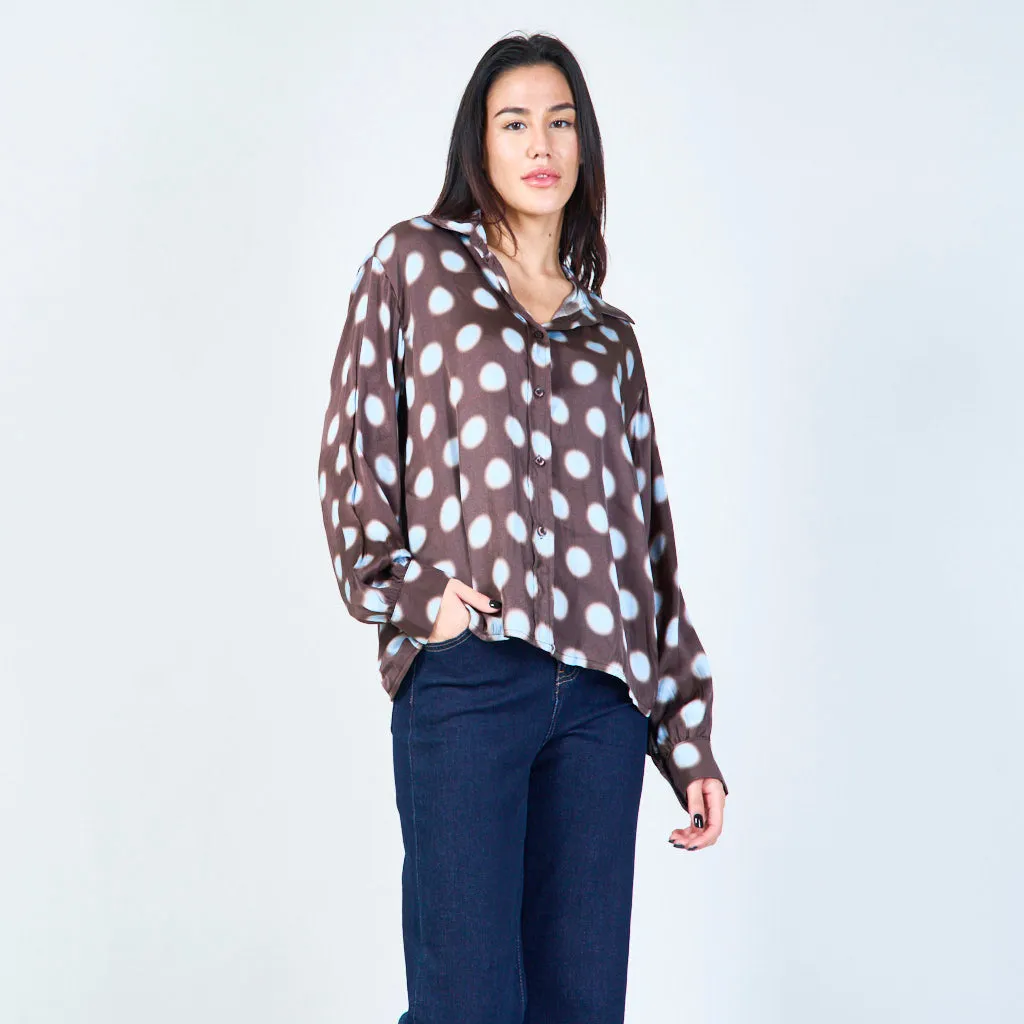 Polka dot satin blouse wholesale