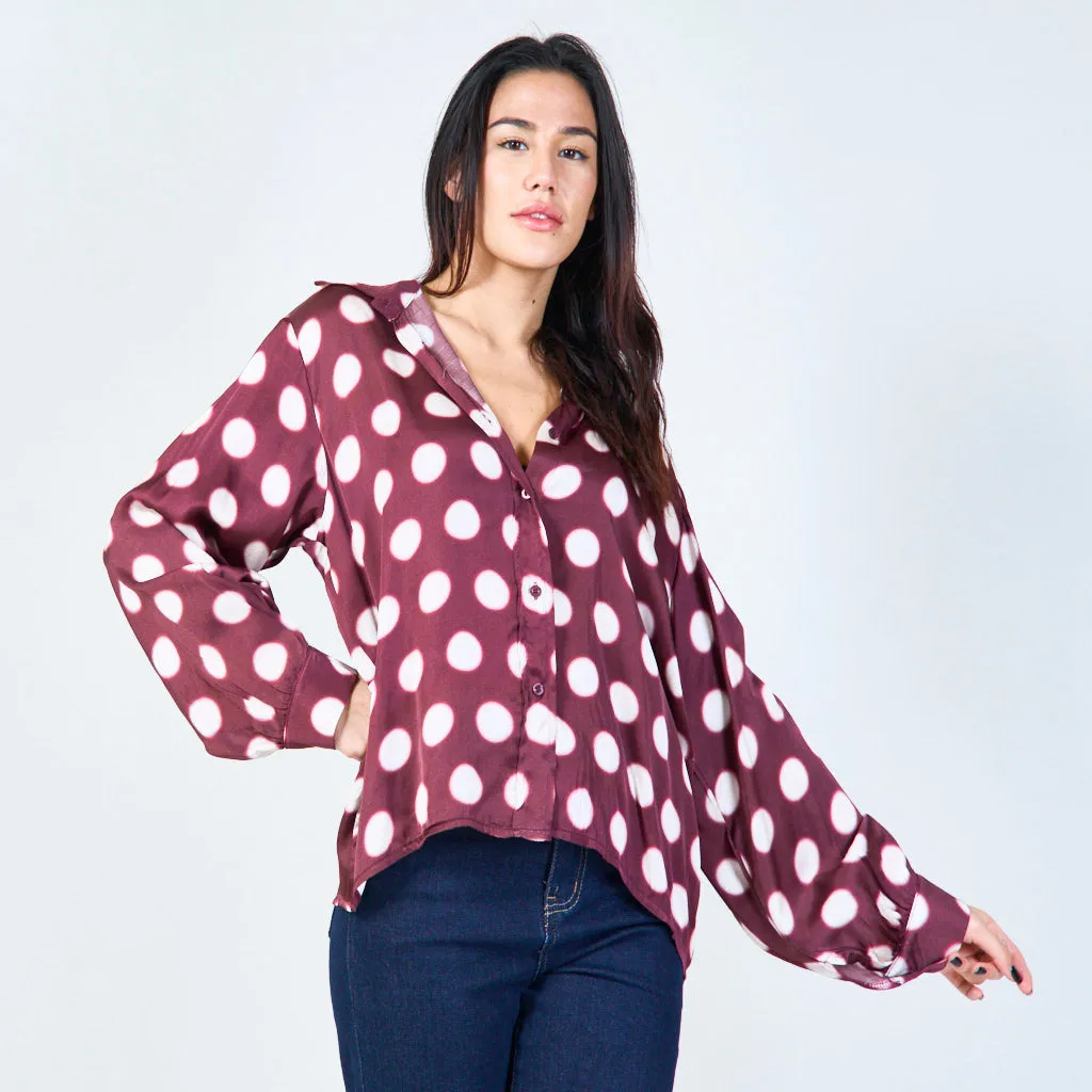 Polka dot satin blouse wholesale