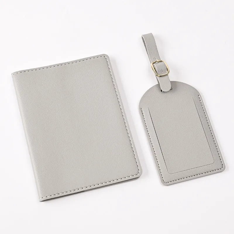 Pu Leather Bronzing Design Passport Holder Luggage Tag Suit Passport Case