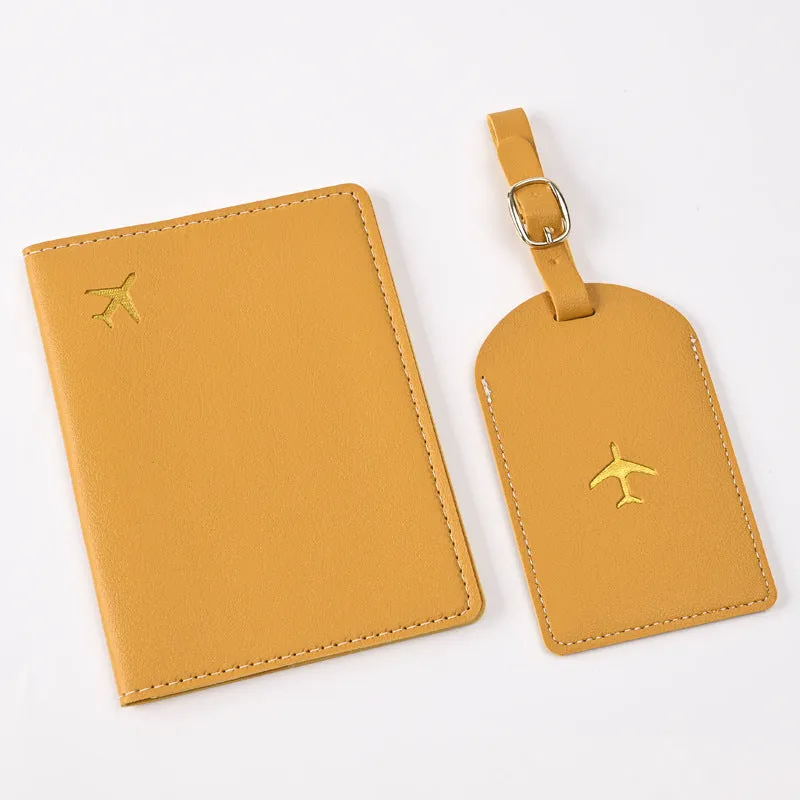 Pu Leather Bronzing Design Passport Holder Luggage Tag Suit Passport Case