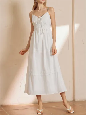 Pure Cotton Graceful Drawstring Long Dress