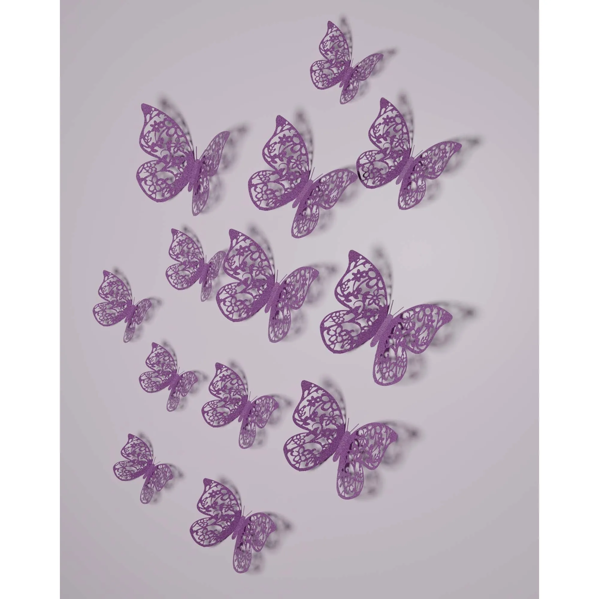 Purple 3D Butterfly Decorations, 12 Count