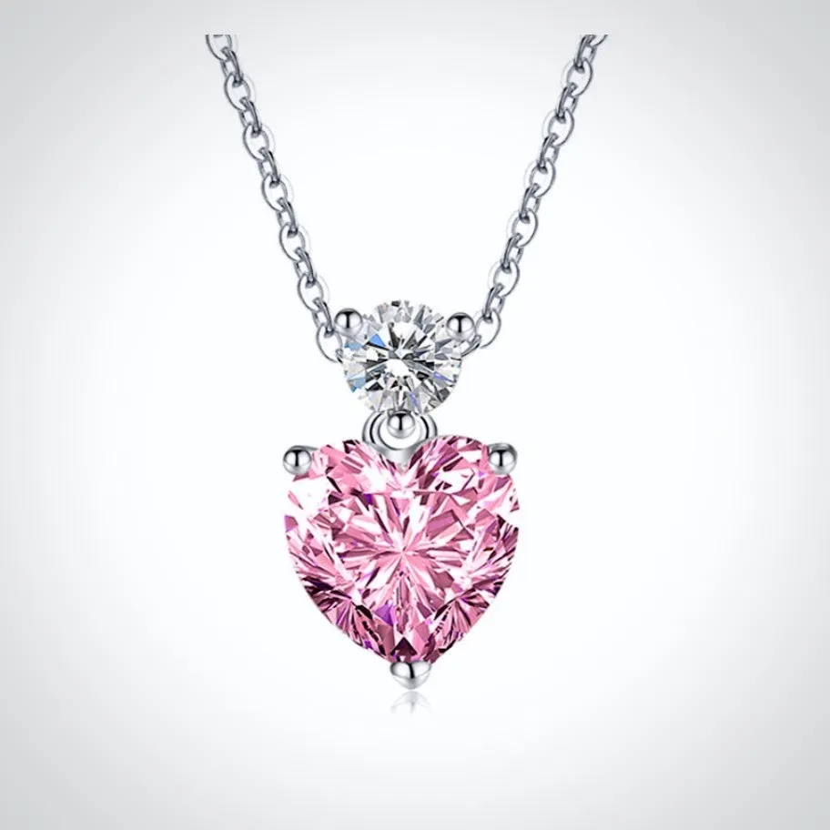 "Lovella" - Pink Cubic Zirconia Heart Bridal Jewelry Set