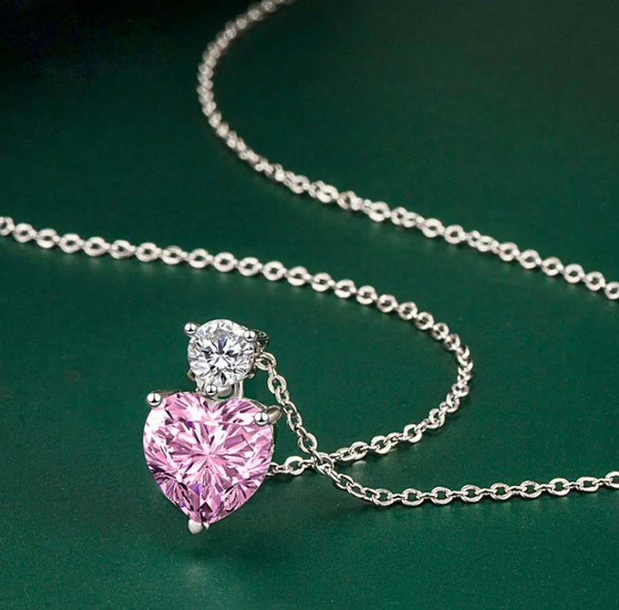 "Lovella" - Pink Cubic Zirconia Heart Bridal Jewelry Set