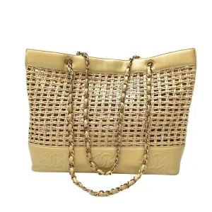 Raffia & Cream Leather Tote