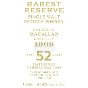 Rarest Reserve 52 Year Old Macallan 1969