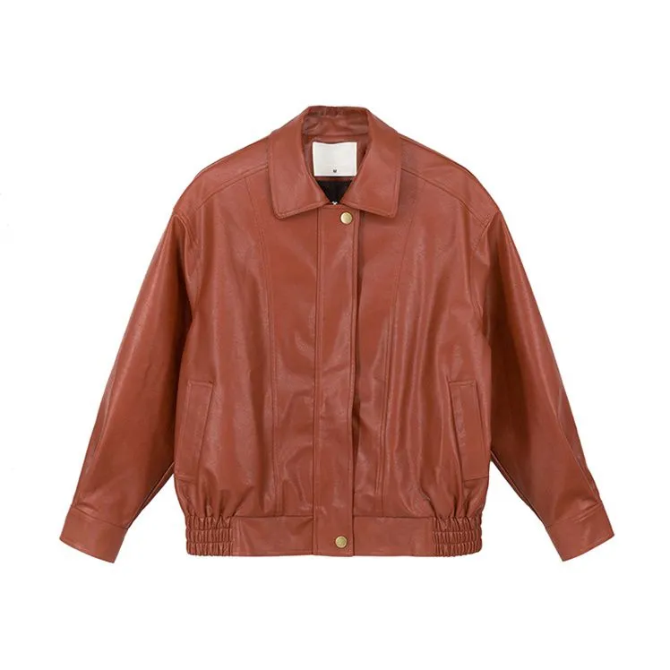 Red Faux Stylish Leather Jacket