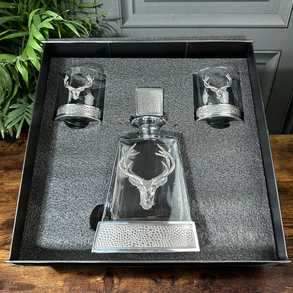 Regal 600ml Whisky, Wine & Spirits Stag Decanter Gift Set Includes 2x 11oz Regal Stag Tumblers