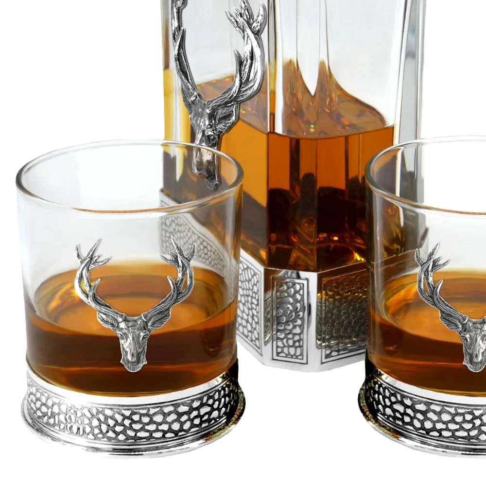 Regal 650ml Whisky, Wine & Spirits Stag Decanter Gift Set Includes 2x 11oz Regal Pewter Tumblers