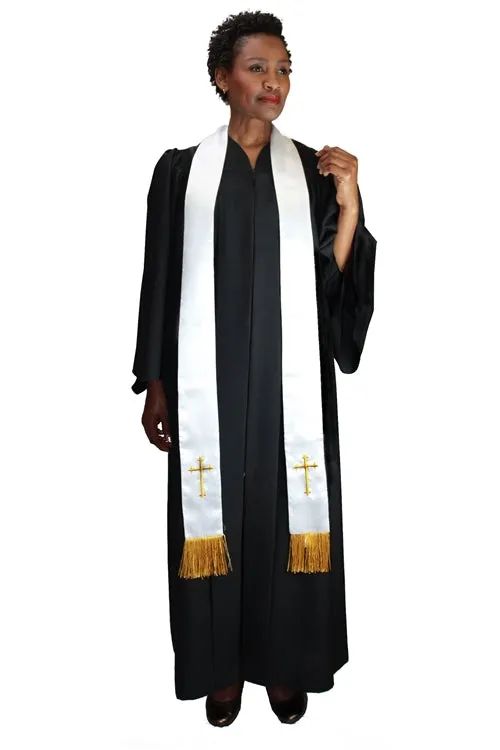 Regal Robes 9100 Cross Embroidered Fringed  Satin Stole