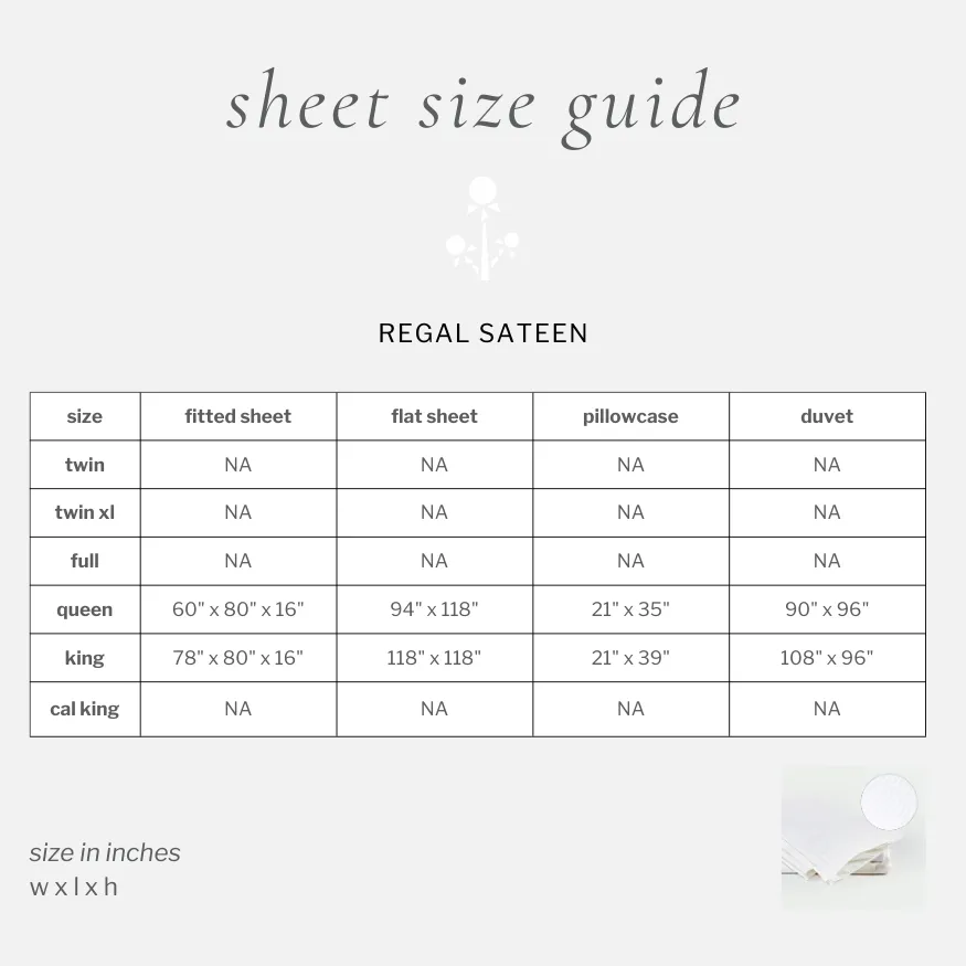 regal sateen sheet set with duvet cover