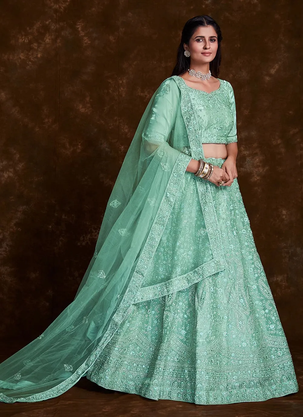 Regal Sea Green Dori Work Wedding Trendy Lehenga Choli