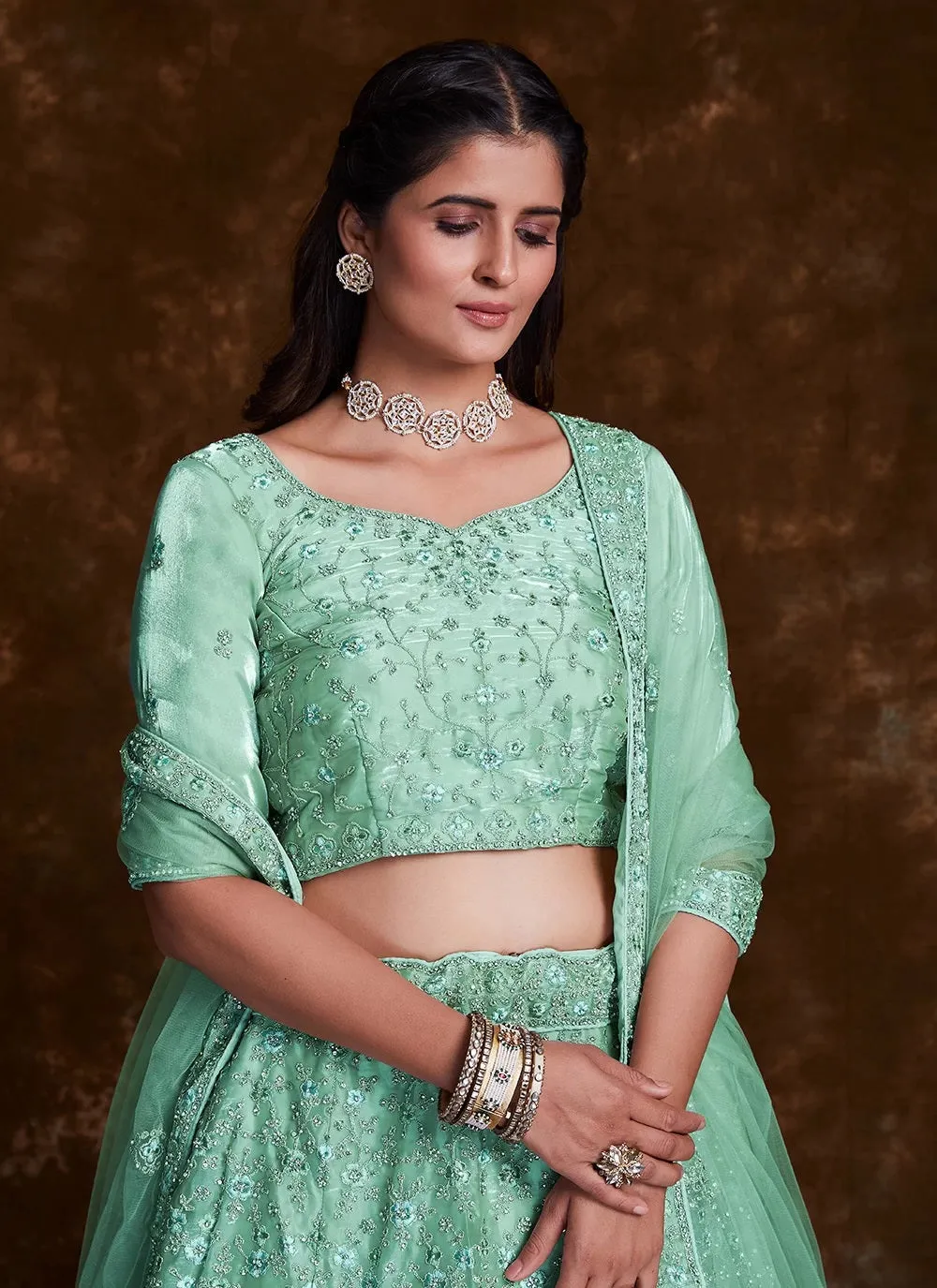 Regal Sea Green Dori Work Wedding Trendy Lehenga Choli