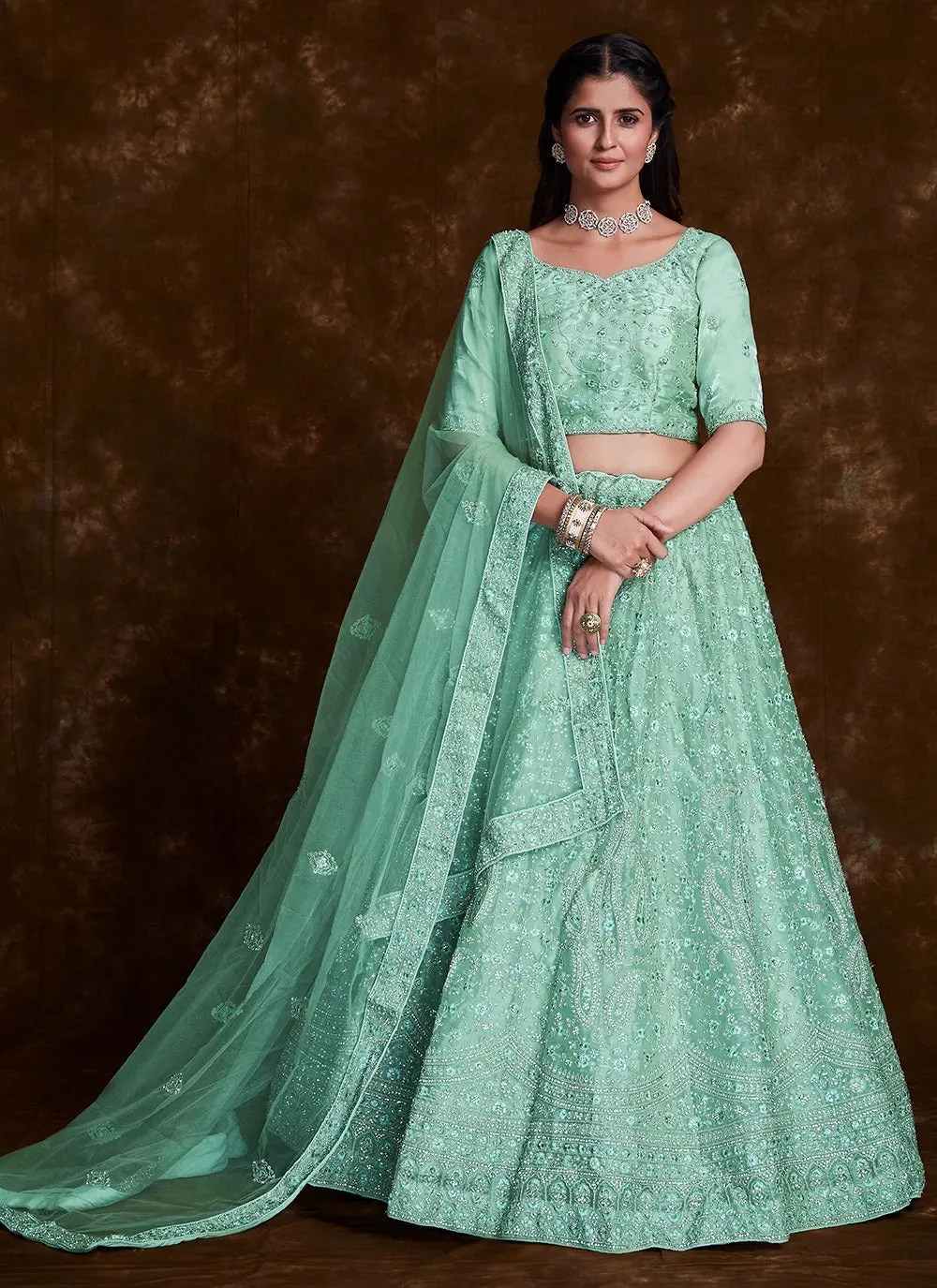 Regal Sea Green Dori Work Wedding Trendy Lehenga Choli