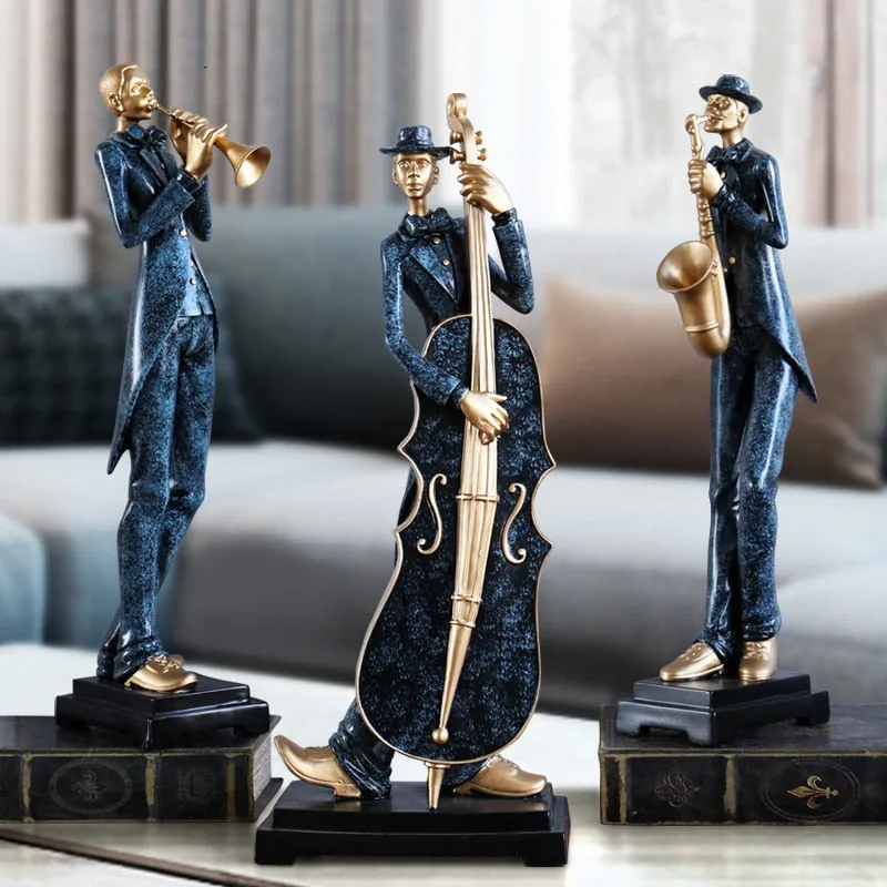 Resin Musician Band Statues: Artistic Home and Cafe Decor for Music Enthusiasts