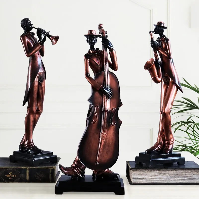 Resin Musician Band Statues: Artistic Home and Cafe Decor for Music Enthusiasts