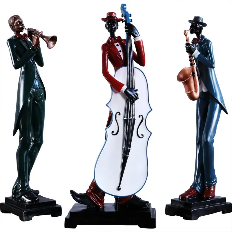 Resin Musician Band Statues: Artistic Home and Cafe Decor for Music Enthusiasts