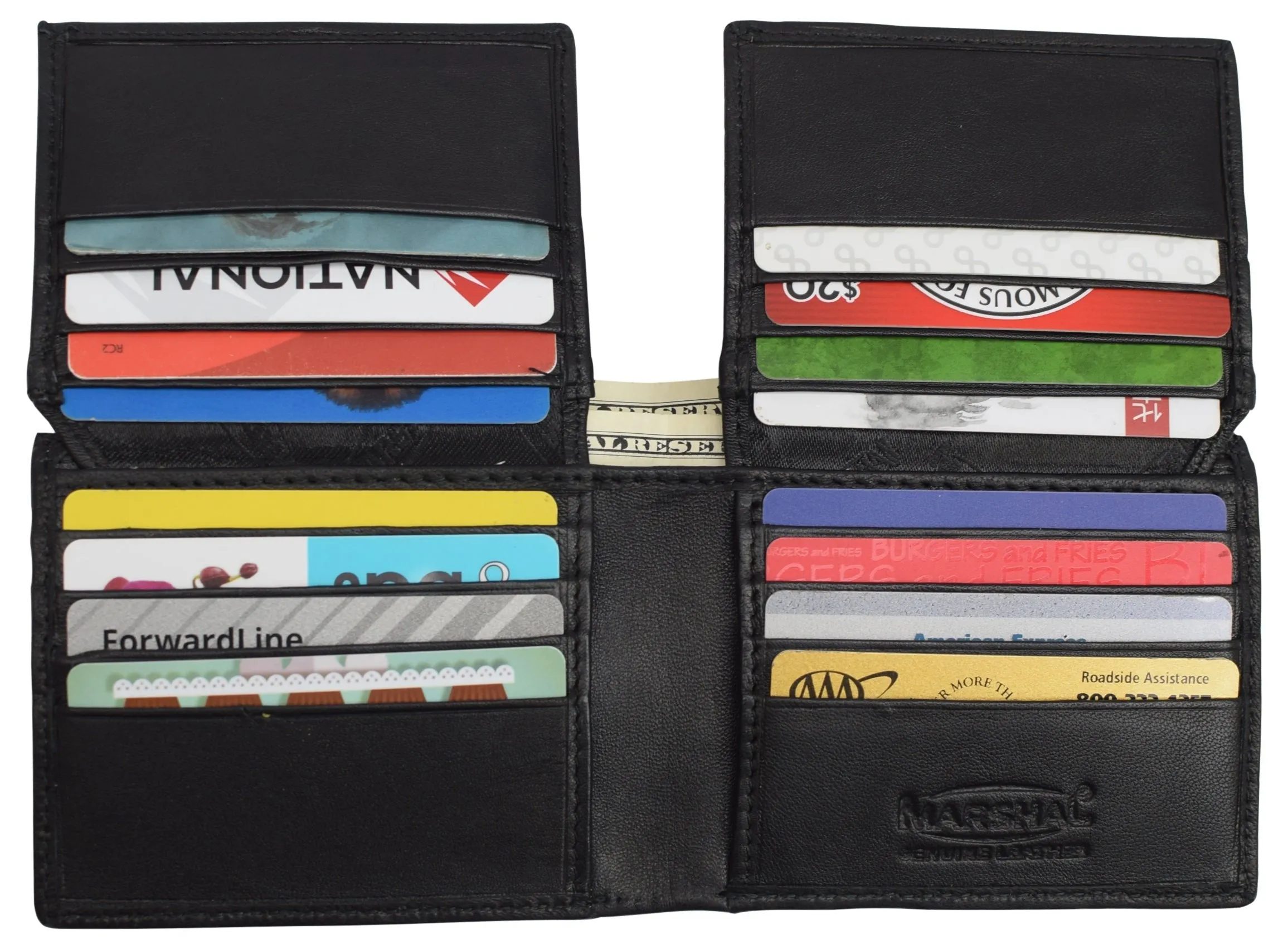 RFID Signal Blocking Theft Protection Leather Large Thick Security Mens Bifold Wallet