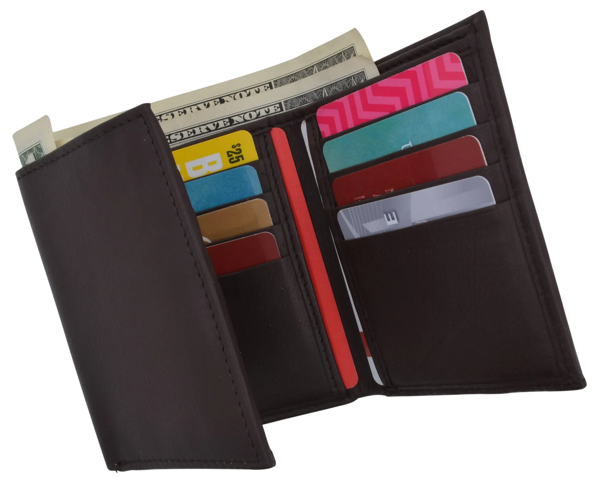 RFID Trifold Premium Leather Mens Card Holder Wallet W/ Outside ID Window