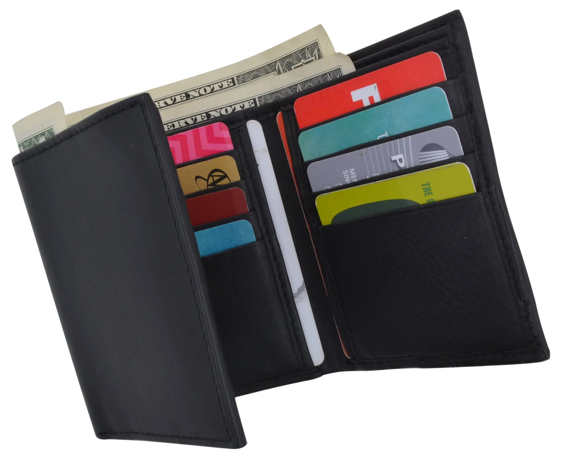 RFID Trifold Premium Leather Mens Card Holder Wallet W/ Outside ID Window