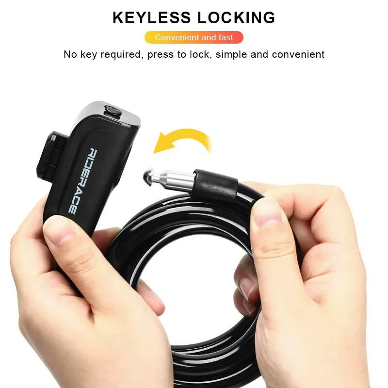 RIDERACE Bicycle Cable Lock Mountain Bike Portable Anti-theft Ring Lock High Security For Scooter Electric E-Bike Road Cycling