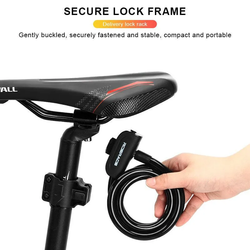 RIDERACE Bicycle Cable Lock Mountain Bike Portable Anti-theft Ring Lock High Security For Scooter Electric E-Bike Road Cycling