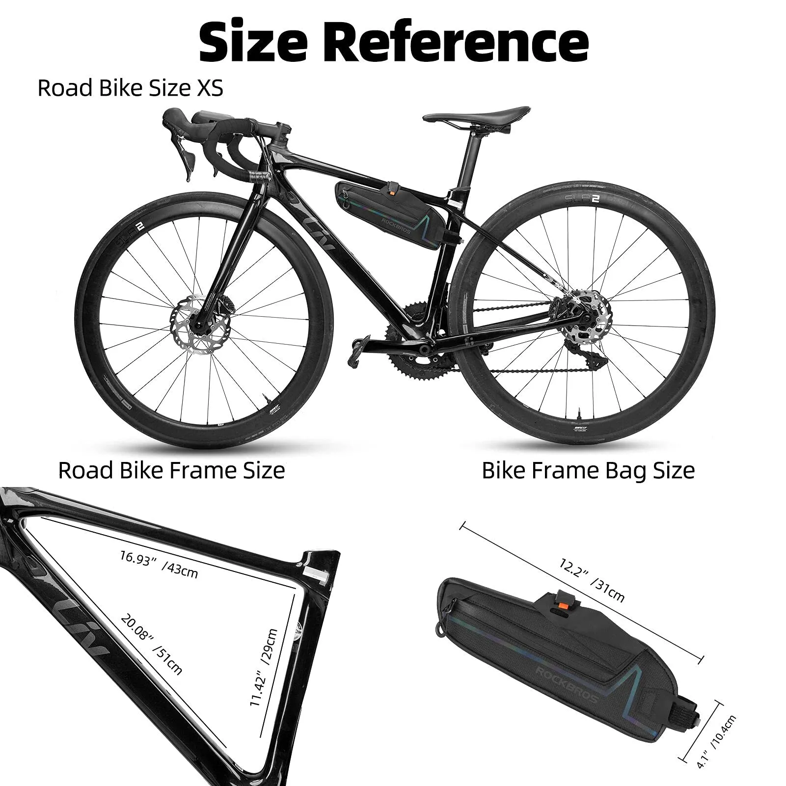 ROCKBROS Water Resistant Bike Triangle Frame Bag, Colorful Reflective 1.5L