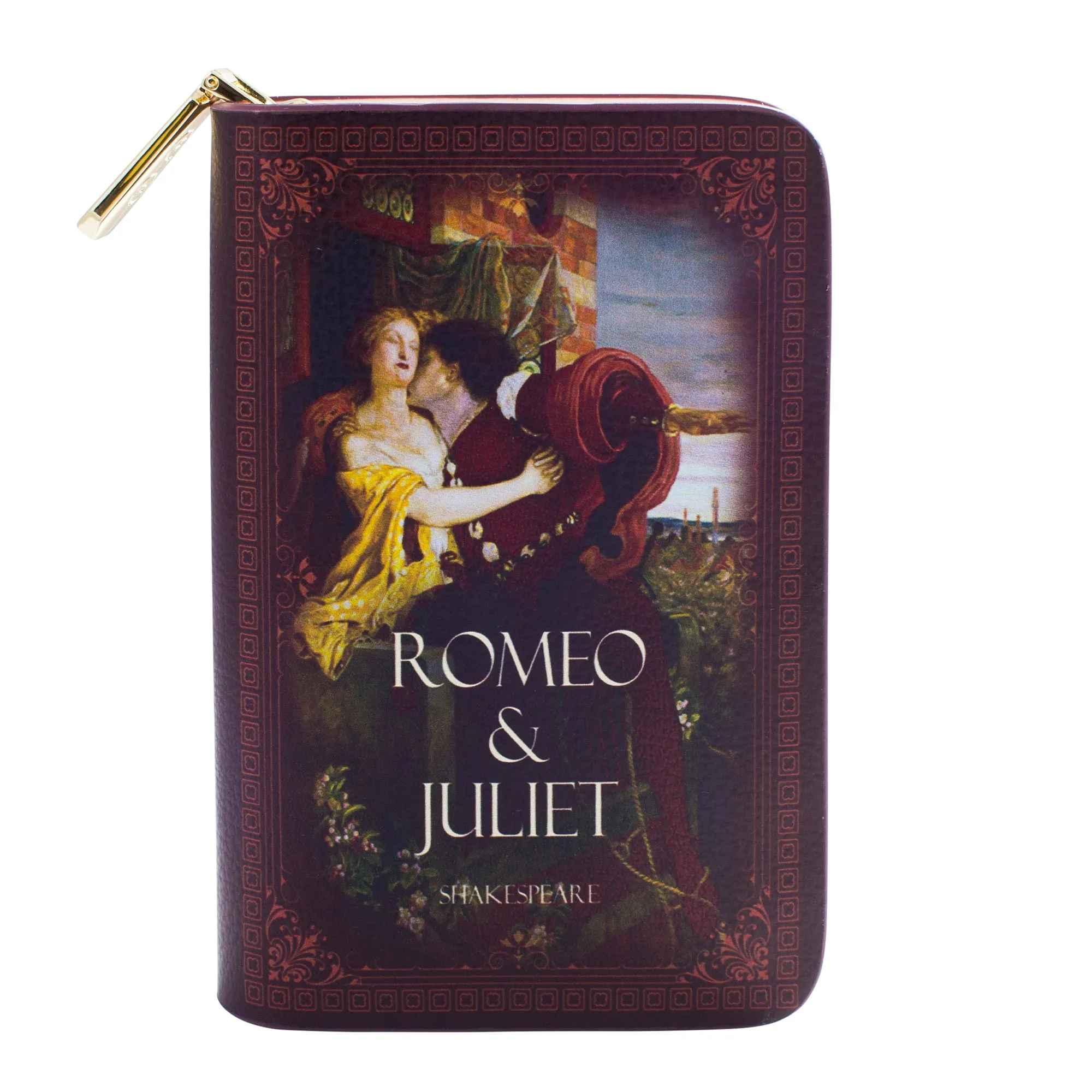 Romeo and Juliet Brown Kiss Book Zip Around Purse