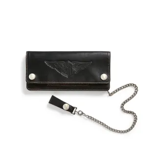 RRL Leather Chain Wallet Black Over Brown