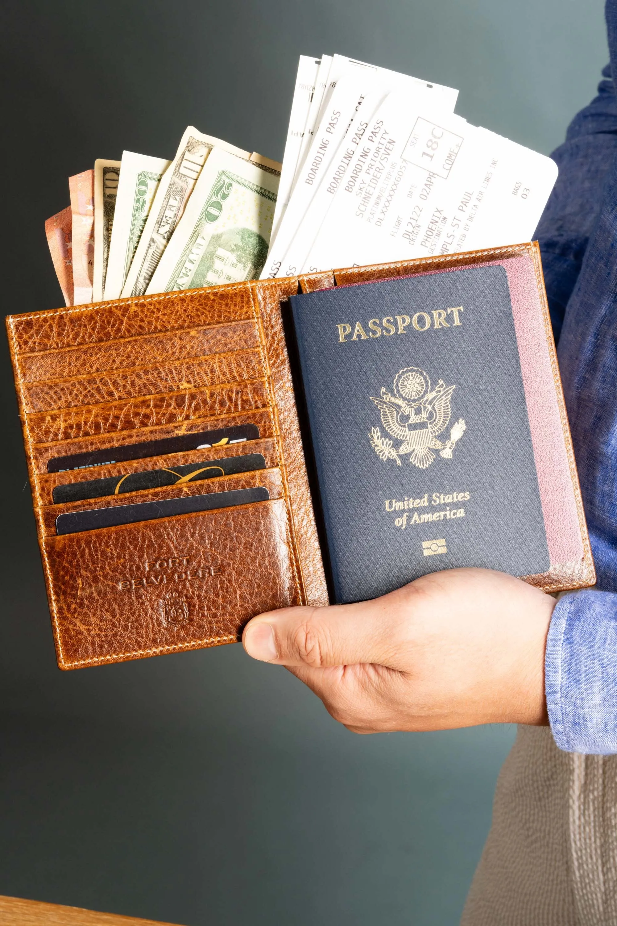 Saddle Brown Full-Grain Leather Passport Holder