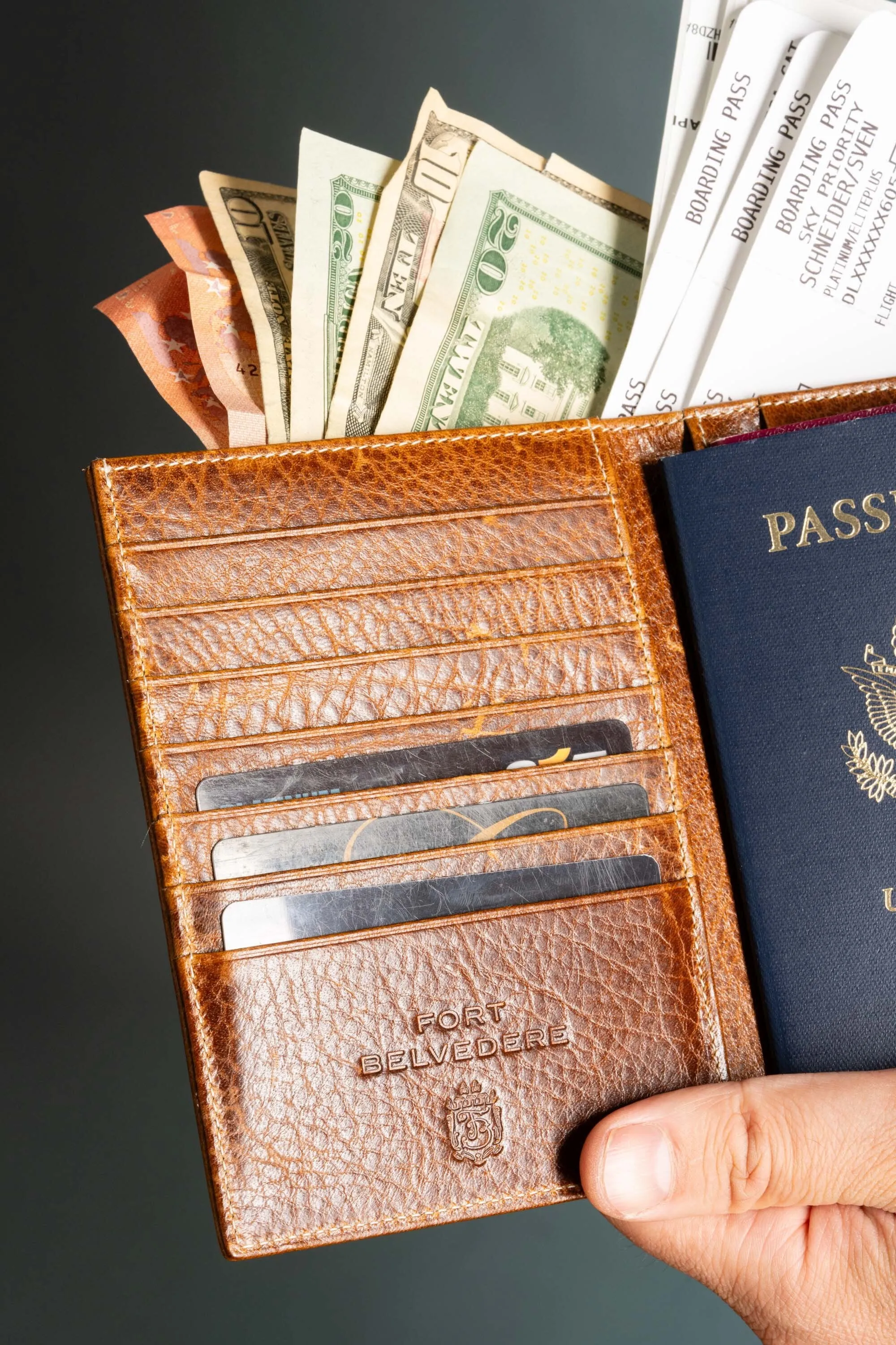 Saddle Brown Full-Grain Leather Passport Holder