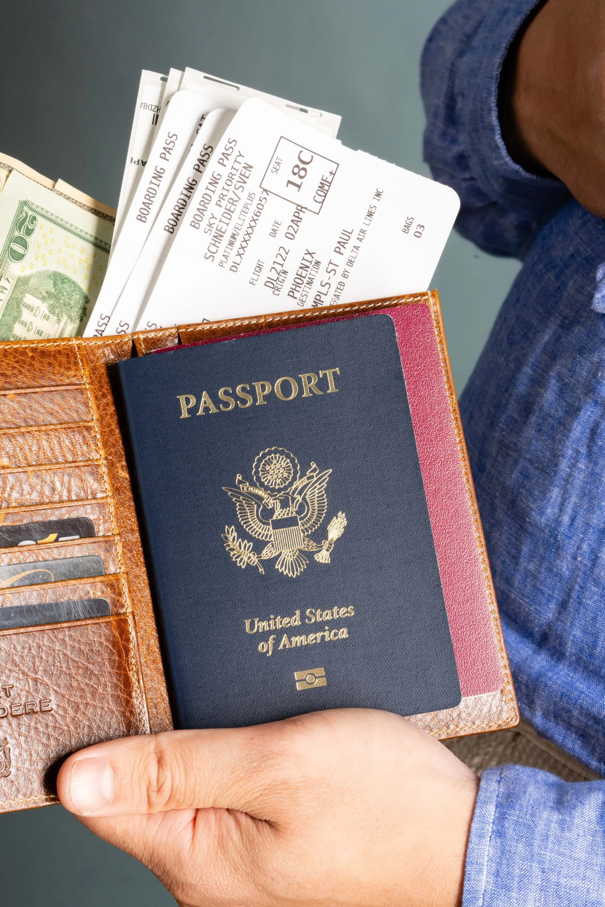 Saddle Brown Full-Grain Leather Passport Holder