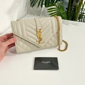 Saint Laurent Off White Small Envelope Crossbody Bag