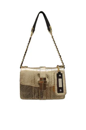 SAMAYA MINI BOX BAG IN GOLD COBRA SNAKESKIN