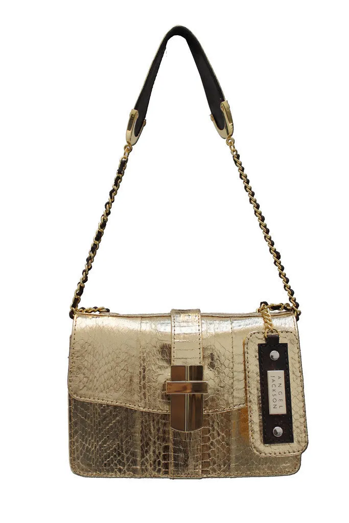 SAMAYA MINI BOX BAG IN GOLD COBRA SNAKESKIN