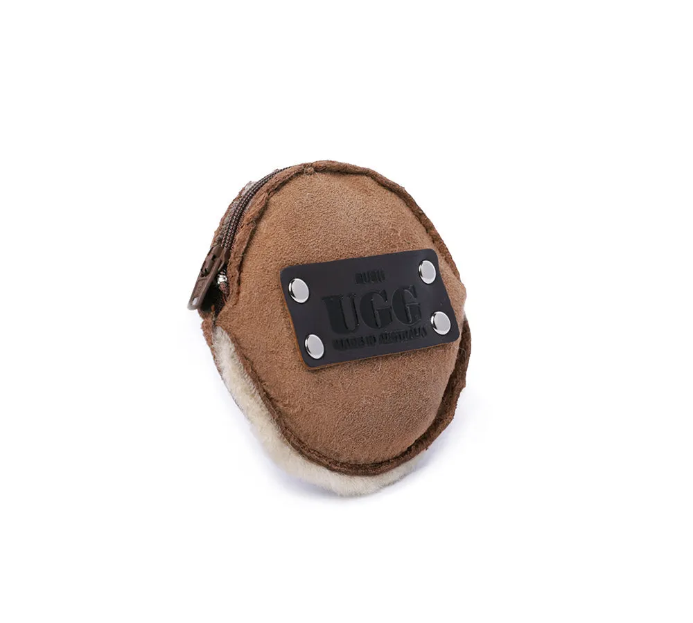 Sheepskin Wool Fluffy Round Zip Purse