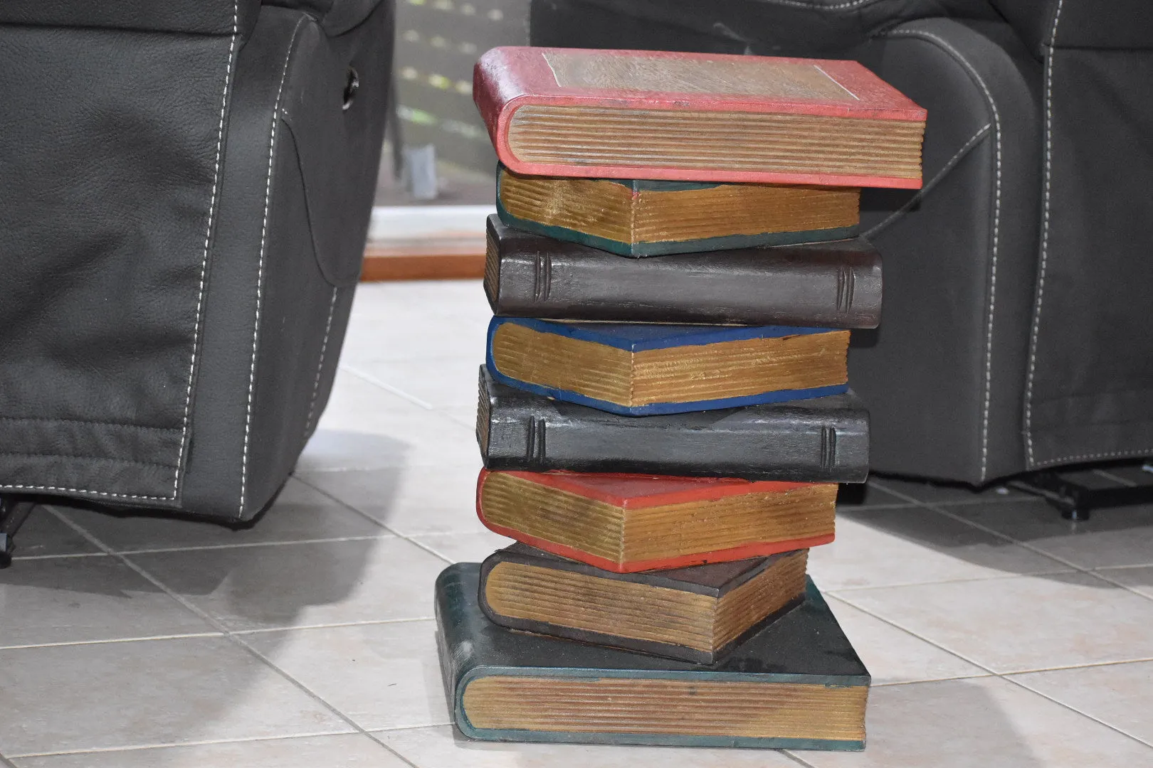 Side Table, corner Stool, Plant Stand Raintree Wood Natural Finish-Book Stack-Colour finish..