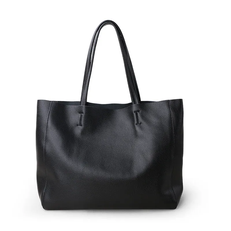 Simple Leather Handbag Full Grain Leather Best Tote Bag For Ladies