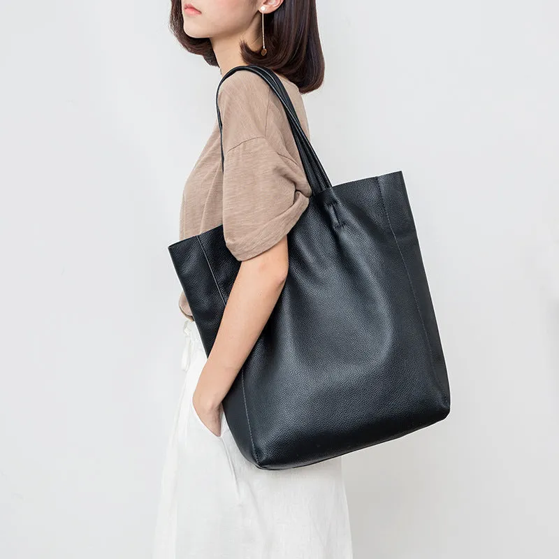 Simple Leather Handbag Full Grain Leather Best Tote Bag For Ladies